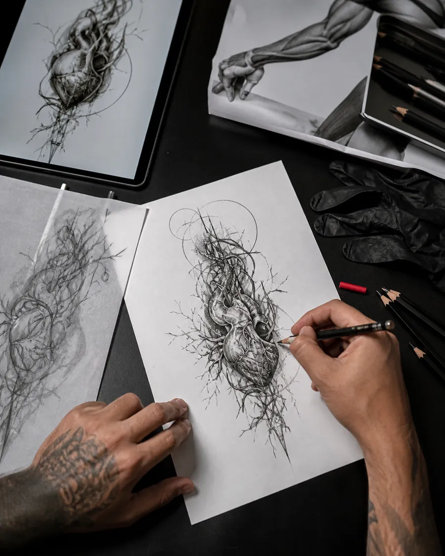 Criação manual de um projeto de tatuagem personalizado